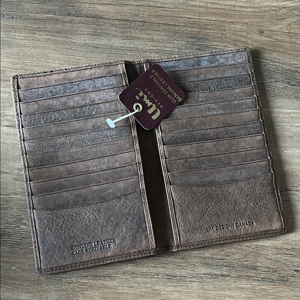 Vintage Brown Wallet, genuine Leather Wallet, UMI DESIGNS with tag